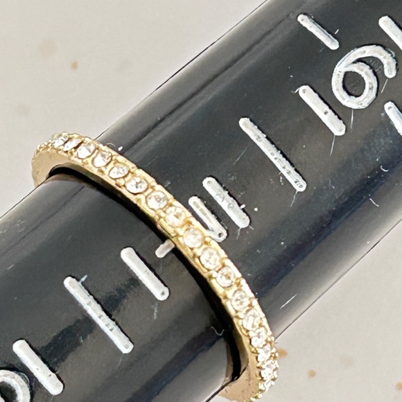 Infinity Band Ring Golde Tone Faux Diamonds  Mini Pave Forever Band - Picture 2 of 6